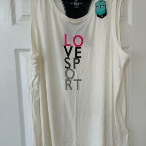 LuLaRoe 3X White Strong Tank Top with Pink, Black and Gray Lettering